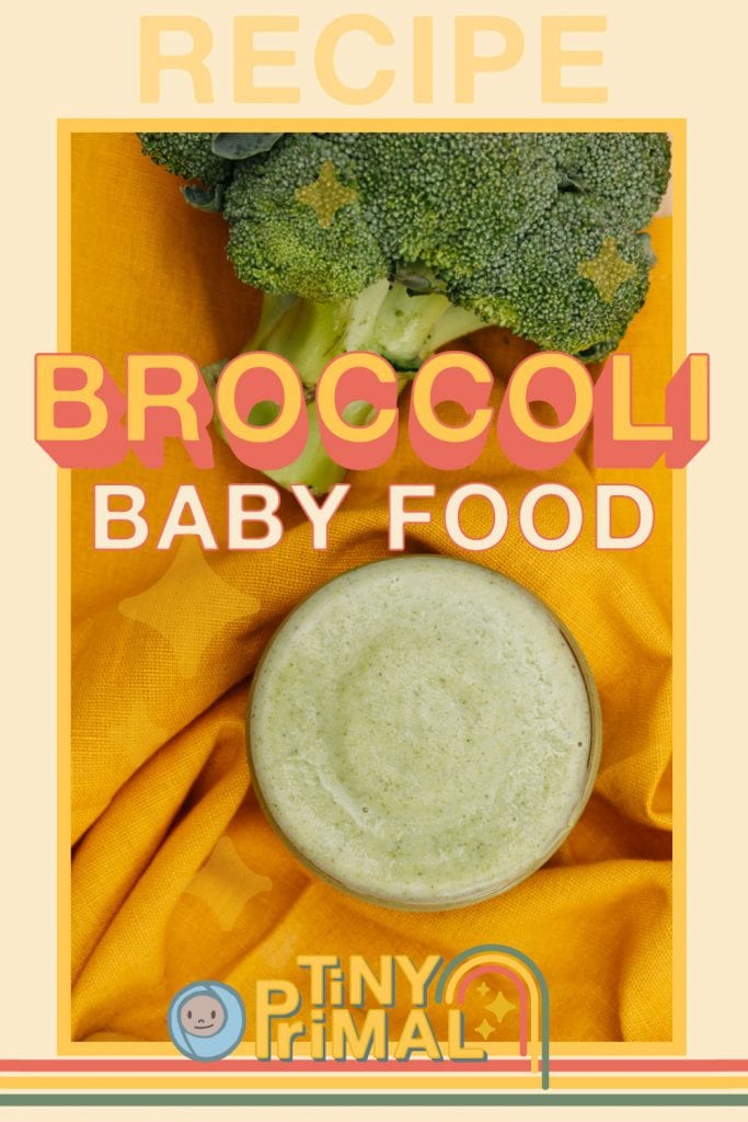 broccoli baby food puree on a table cloth