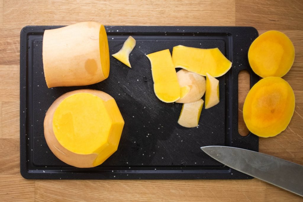 removing peel from butternut squash