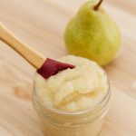 pear baby food close up